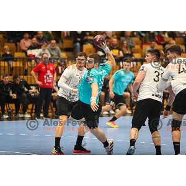 in action during EHF European league match between Gorenje Velenje and Nexe in Velenje, Slovenia on November 16, 2021