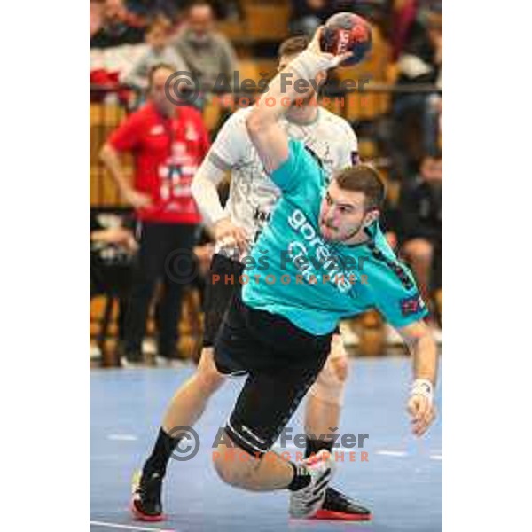 in action during EHF European league match between Gorenje Velenje and Nexe in Velenje, Slovenia on November 16, 2021