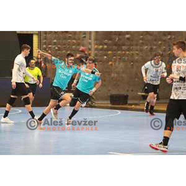 Kenan Pajt in action during EHF European league match between Gorenje Velenje and Nexe in Velenje, Slovenia on November 16, 2021
