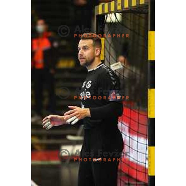 in action during EHF European league match between Gorenje Velenje and Nexe in Velenje, Slovenia on November 16, 2021