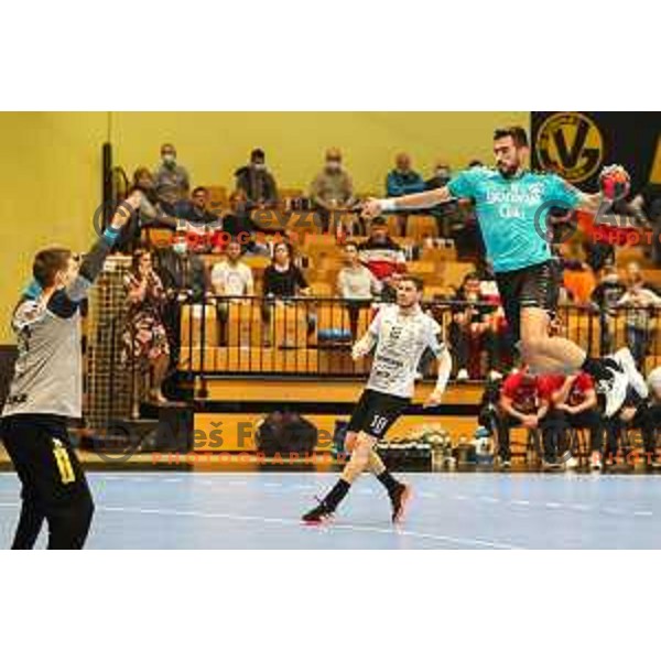 in action during EHF European league match between Gorenje Velenje and Nexe in Velenje, Slovenia on November 16, 2021