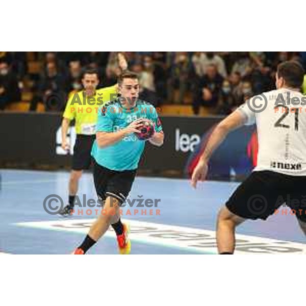 in action during EHF European league match between Gorenje Velenje and Nexe in Velenje, Slovenia on November 16, 2021