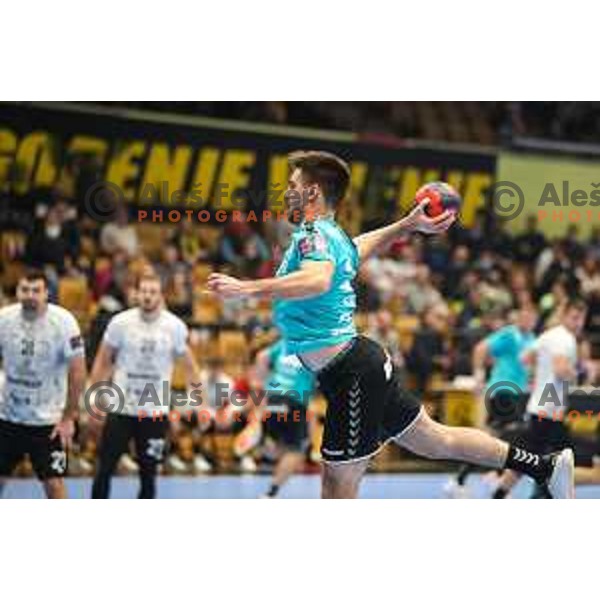 in action during EHF European league match between Gorenje Velenje and Nexe in Velenje, Slovenia on November 16, 2021
