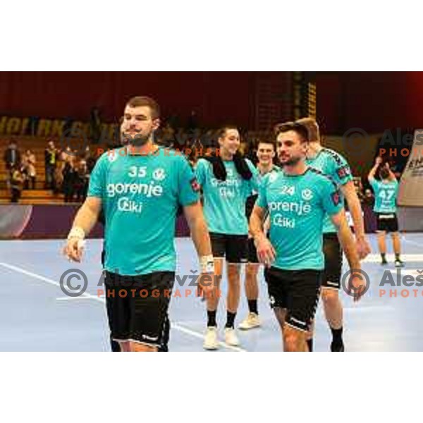 in action during EHF European league match between Gorenje Velenje and Nexe in Velenje, Slovenia on November 16, 2021