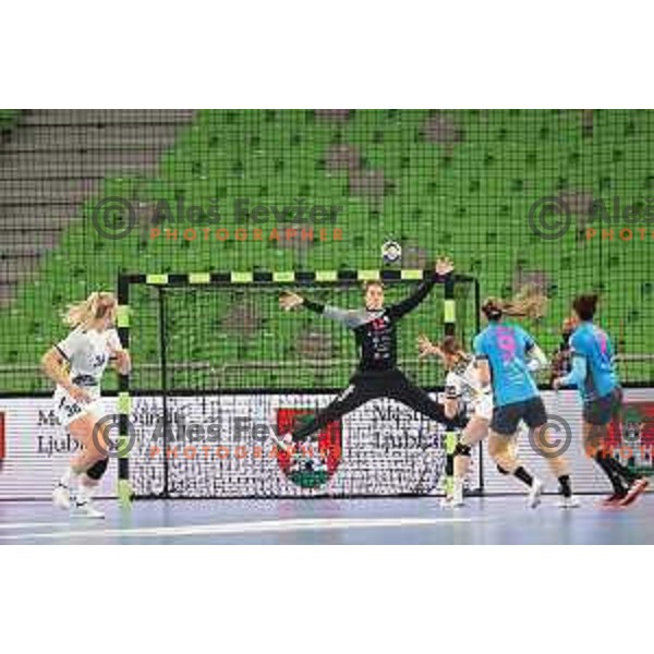 Barbara Arenhart in action during EHF Champions League Women 2021-2022 handball match between Krim Mercator (SLO) and CSKA (RUS) in Ljubljana, Slovenia on November 20, 2021