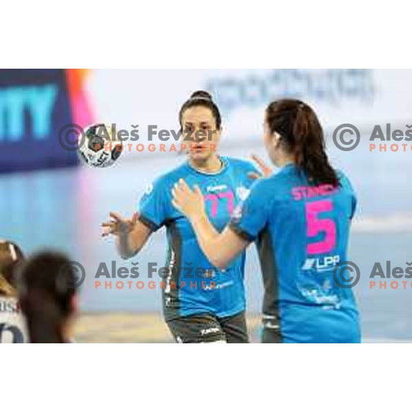 Andrea Lekic in action during EHF Champions League Women 2021-2022 handball match between Krim Mercator (SLO) and CSKA (RUS) in Ljubljana, Slovenia on November 20, 2021
