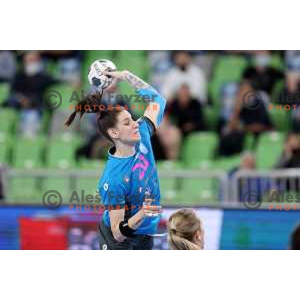 Alja Varagic in action during EHF Champions League Women 2021-2022 handball match between Krim Mercator (SLO) and CSKA (RUS) in Ljubljana, Slovenia on November 20, 2021 