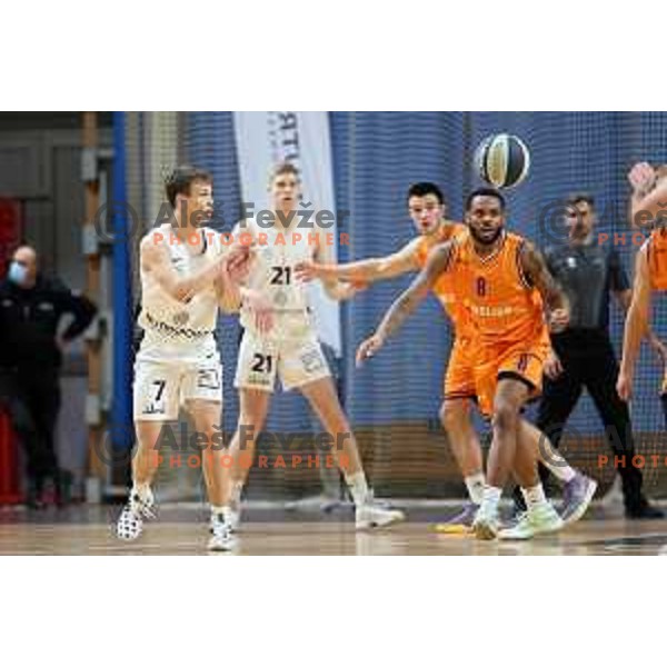 in action during Nova KBM league basketball match between Nutrispoint Ilirija and Helios Suns in Ljubljana, Slovenia on November 21, 2021