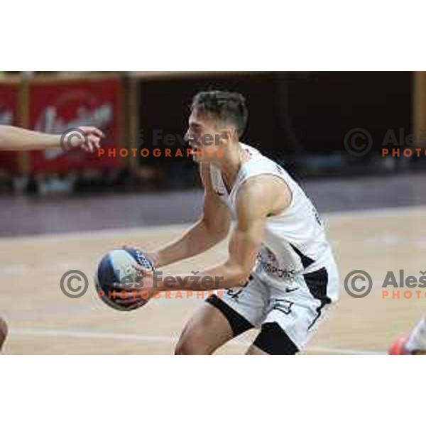 in action during Nova KBM league basketball match between Nutrispoint Ilirija and Helios Suns in Ljubljana, Slovenia on November 21, 2021