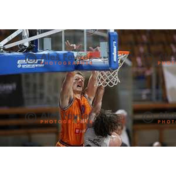 in action during Nova KBM league basketball match between Nutrispoint Ilirija and Helios Suns in Ljubljana, Slovenia on November 21, 2021