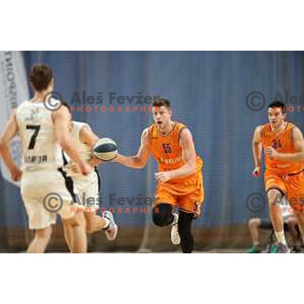 in action during Nova KBM league basketball match between Nutrispoint Ilirija and Helios Suns in Ljubljana, Slovenia on November 21, 2021