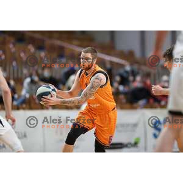 in action during Nova KBM league basketball match between Nutrispoint Ilirija and Helios Suns in Ljubljana, Slovenia on November 21, 2021