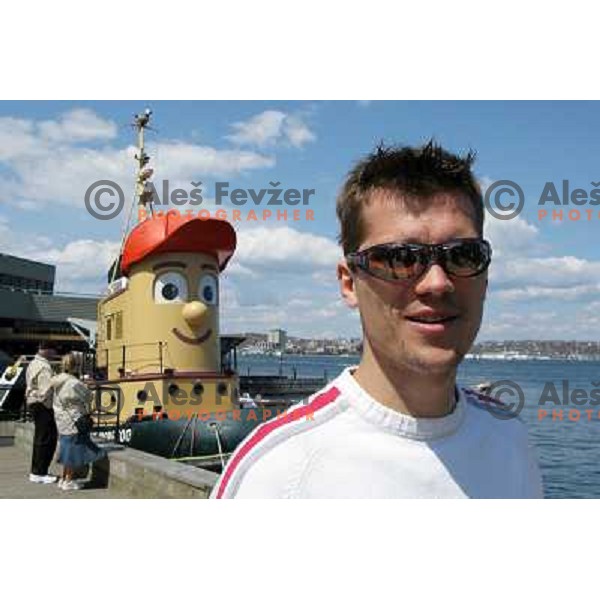 Marcel Rodman, member of Slovenia ice-hockey team at 2008 IIHF World Championship before departure to whale watching cruise in Halifax, Nova Scotia, Canada, May 7th 2008. Photo by Ales Fevzer 
