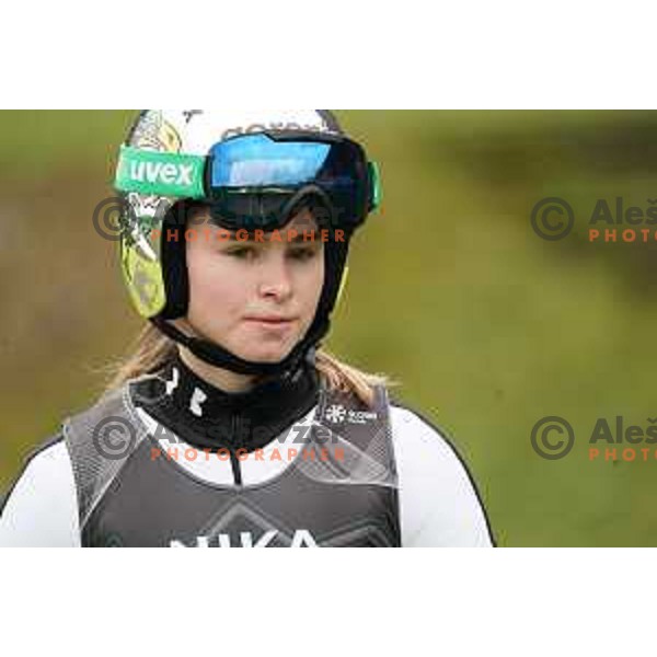 Nika Kriznar of Slovenia Ski-jumping team during practice session in Kranj, Slovenia on November 23, 2021