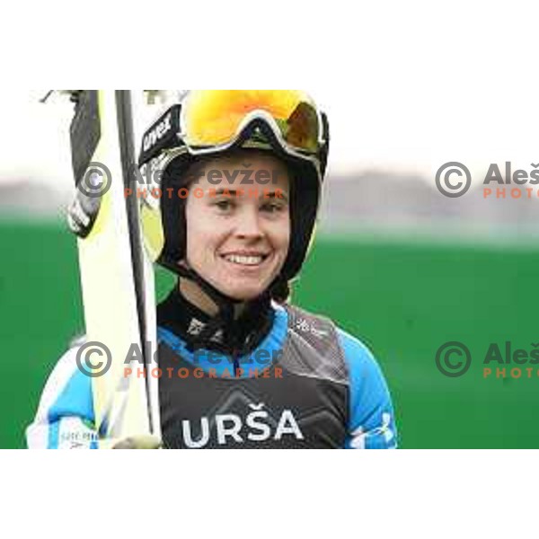 Ursa Bogataj of Slovenia Ski-jumping team during practice session in Kranj, Slovenia on November 23, 2021