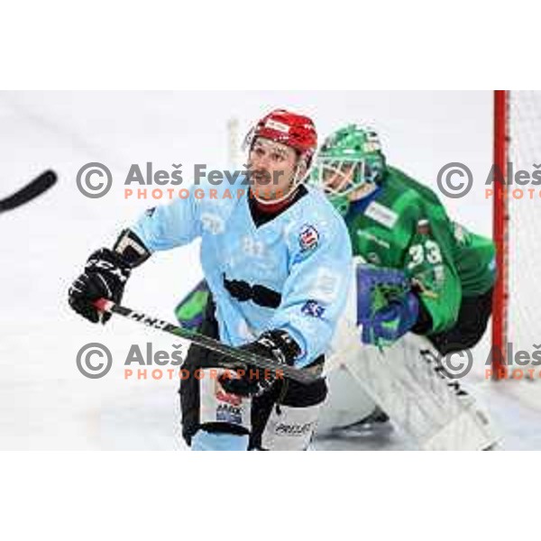 Saso Rajsar in action during Slovenian Championship regular season match between SZ Olimpija and SIJ Acroni Jesenice in Ljubljana, Slovenia on November 23, 2021