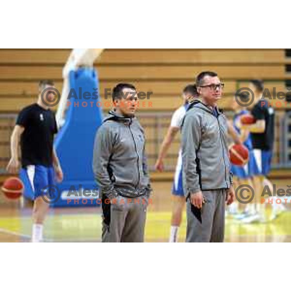 Head coach Aleksander Sekulic and Dalibor Damjanovic during Slovenia National team practice session in Bonifika hall, Koper, Slovenia on November 22, 2021