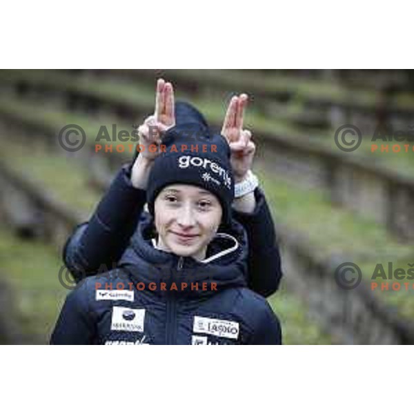 Nika Prevc of Slovenia Ski-jumping team during practice session in Kranj, Slovenia on November 23, 2021