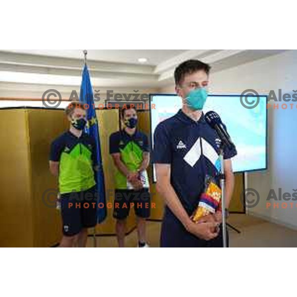 Tadej Pogacar at reception in his honour in Ambassy of Slovenia during Tokyo 2020 Summer Olympic games in Tokyo, Japan on July 25, 2021