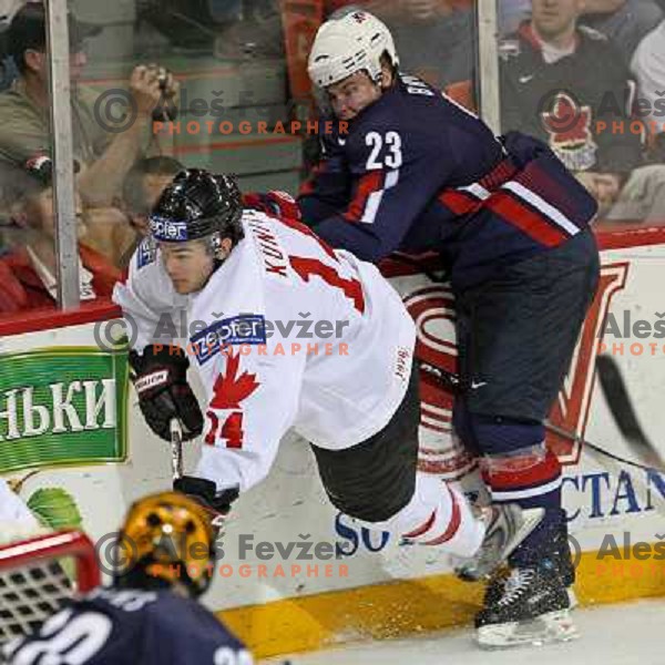 Kunitz of Canada and Brown of USA at 2008 IIHF World Championship, played in Metro Arena, Halifax, Nova Scotia,Canada, May 6th 2008.Canada won the game 5:4. Photo by Ales Fevzer 