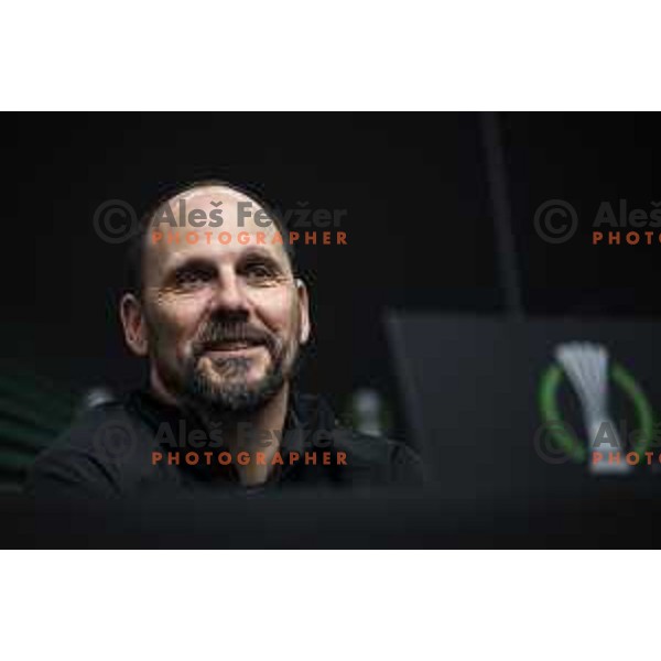 Ante Simundza, head coach of Mura at the press conference after UEFA Europa Conference League football match between NS Mura and Tottenham Hotspur in Ljudski vrt, Maribor, Slovenia on November 25, 2021. Photo: Jure Banfi/www.alesfevzer.com