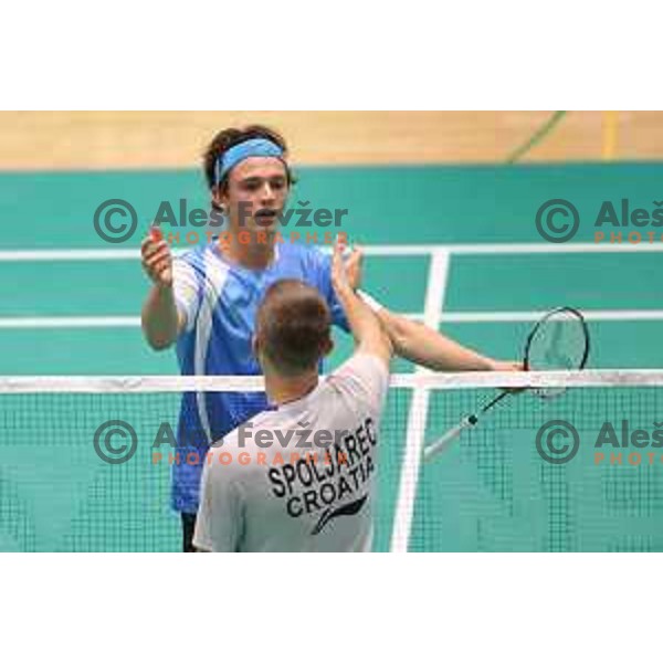 Miha Ivanic of Slovenia competes in first round of Yonex Slovenia Future masters in Badminton, Brezice on November 26, 2021