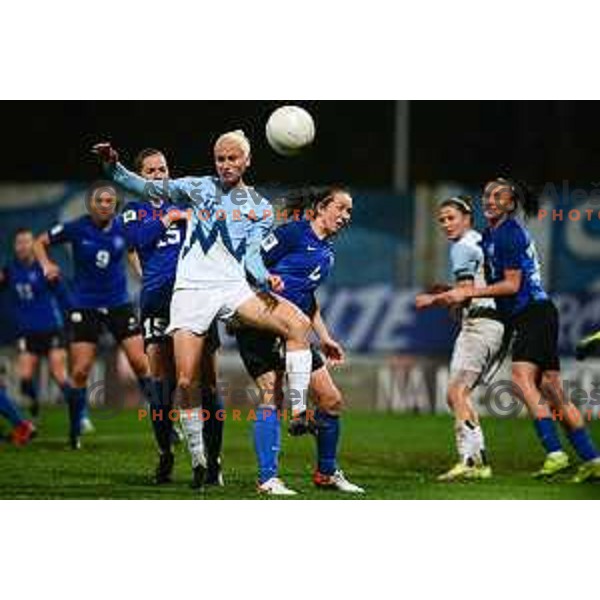 Kaja Erzen in action during FIFA World Cup 2023 Women’s Qualifiers match between Slovenia and Estonia in Nova Gorica, Slovenia on November 26, 2021