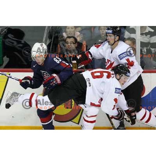 Toews (16) of Canada and Kane (83) of USA at 2008 IIHF World Championship, played in Metro Arena, Halifax, Nova Scotia,Canada, May 6th 2008.Canada won the game 5:4. Photo by Ales Fevzer 
