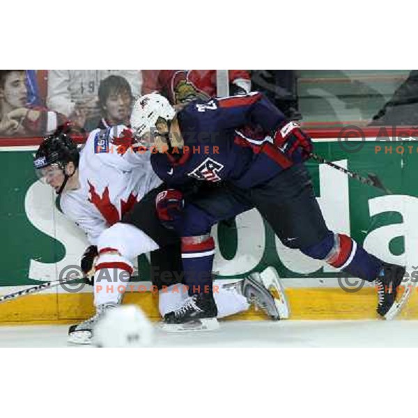 Kunitz of Canada and Brown of USA at 2008 IIHF World Championship, played in Metro Arena, Halifax, Nova Scotia,Canada, May 6th 2008.Canada won the game 5:4. Photo by Ales Fevzer 