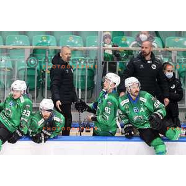 of SZ Olimpija in action during IceHL match between SZ Olimpija and Dornbirn in Ljubljana, Slovenia on December 4, 2021