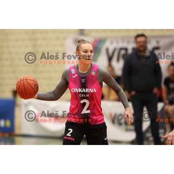 in action during 1.SKL Women basketball match between Triglav and Cinkarna Celje in Kranj, Slovenia on December 4, 2021