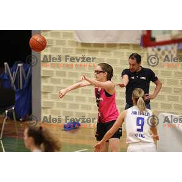 in action during 1.SKL Women basketball match between Triglav and Cinkarna Celje in Kranj, Slovenia on December 4, 2021