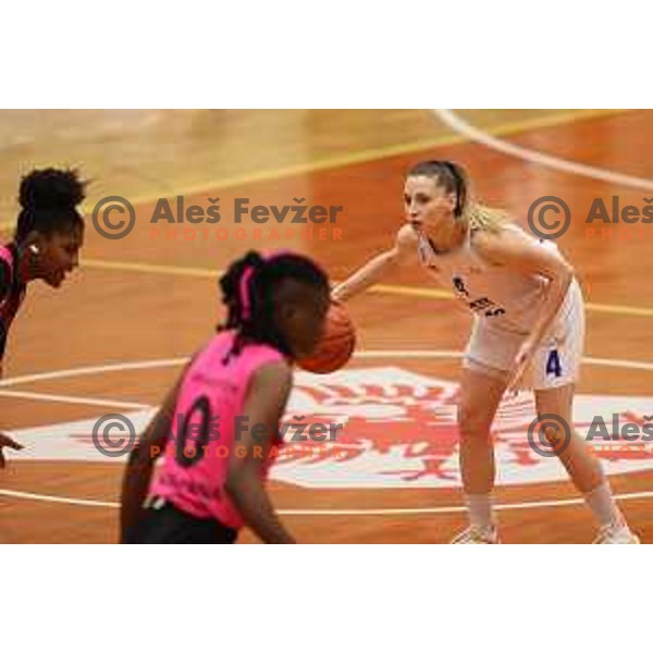 in action during 1.SKL Women basketball match between Triglav and Cinkarna Celje in Kranj, Slovenia on December 4, 2021