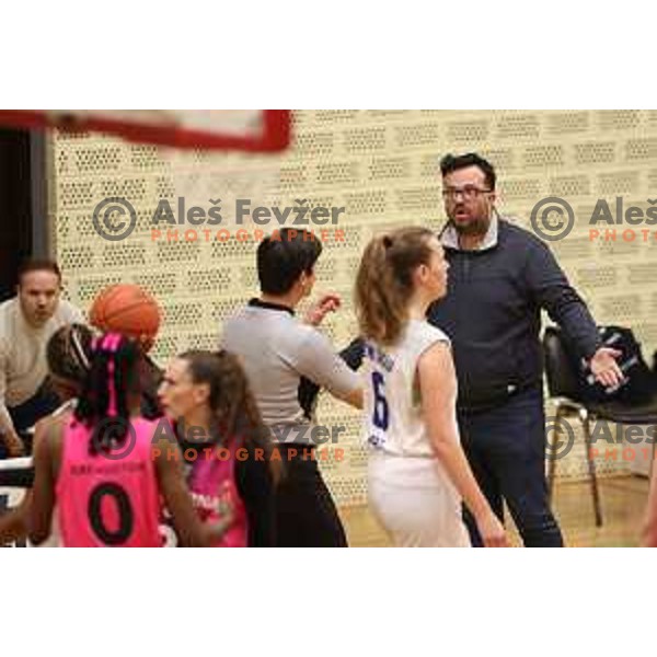 in action during 1.SKL Women basketball match between Triglav and Cinkarna Celje in Kranj, Slovenia on December 4, 2021