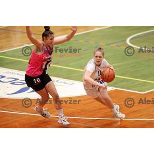 in action during 1.SKL Women basketball match between Triglav and Cinkarna Celje in Kranj, Slovenia on December 4, 2021
