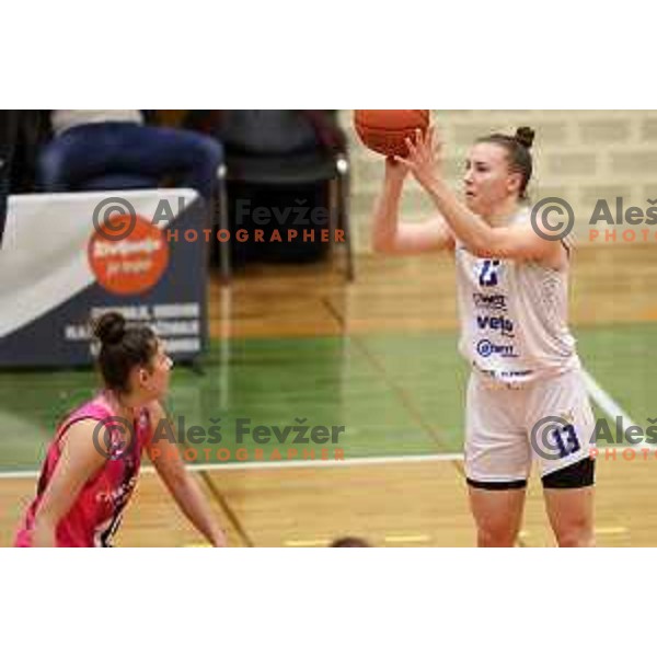 in action during 1.SKL Women basketball match between Triglav and Cinkarna Celje in Kranj, Slovenia on December 4, 2021