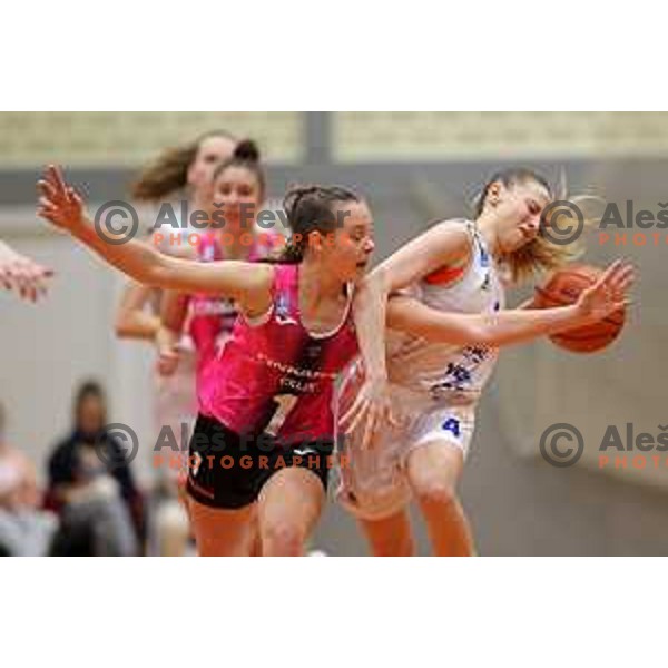 in action during 1.SKL Women basketball match between Triglav and Cinkarna Celje in Kranj, Slovenia on December 4, 2021