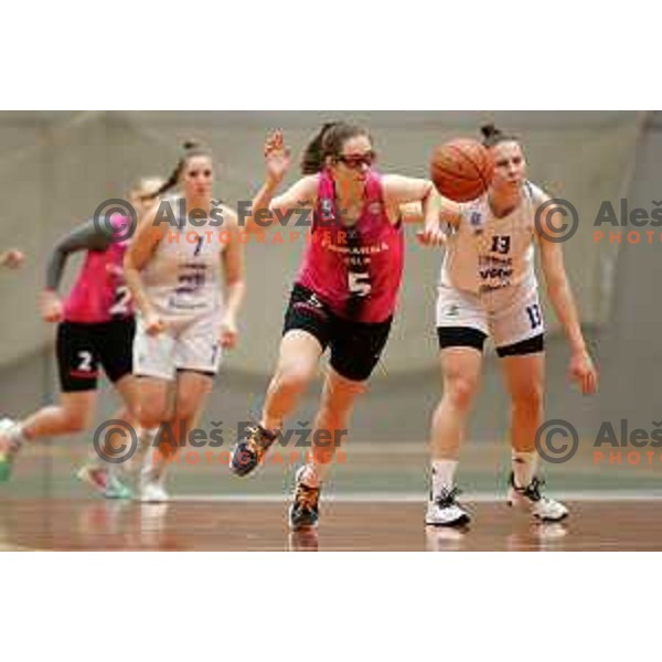 in action during 1.SKL Women basketball match between Triglav and Cinkarna Celje in Kranj, Slovenia on December 4, 2021
