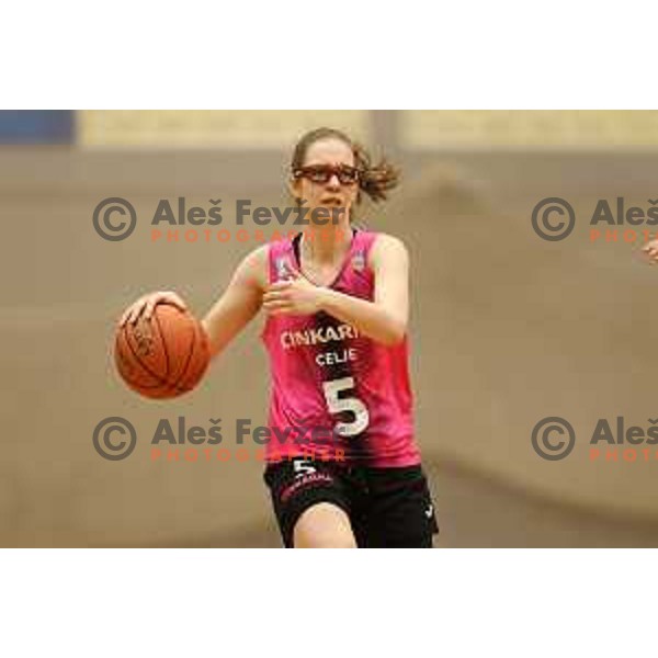 in action during 1.SKL Women basketball match between Triglav and Cinkarna Celje in Kranj, Slovenia on December 4, 2021