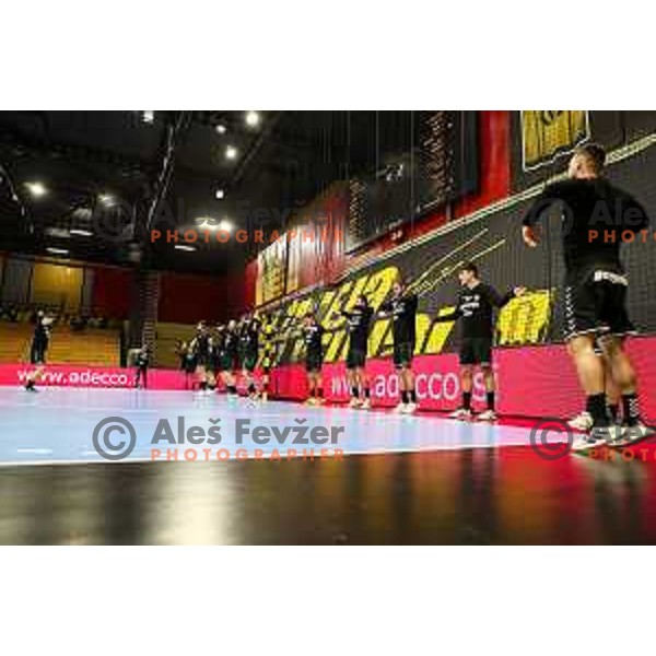 in action during 1.NLB league handball match between Gorenje Velenje and Celje Pivovarna Lasko in Velenje, Slovenia on December 4, 2021