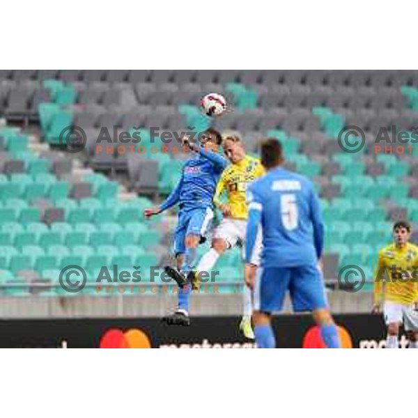 Gedeon Guzina and Sandi Ogrinec in action during Prva Liga Telemach football match between Bravo and Kalcer Radomlje in Ljubljana, Slovenia on December 7, 2021