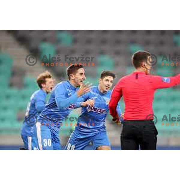 Gedeon Guzina in action during Prva Liga Telemach football match between Bravo and Kalcer Radomlje in Ljubljana, Slovenia on December 7, 2021