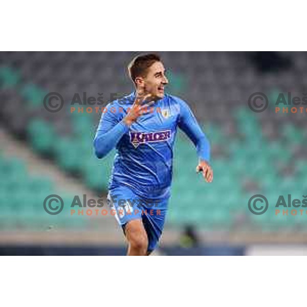 Gedeon Guzina in action during Prva Liga Telemach football match between Bravo and Kalcer Radomlje in Ljubljana, Slovenia on December 7, 2021