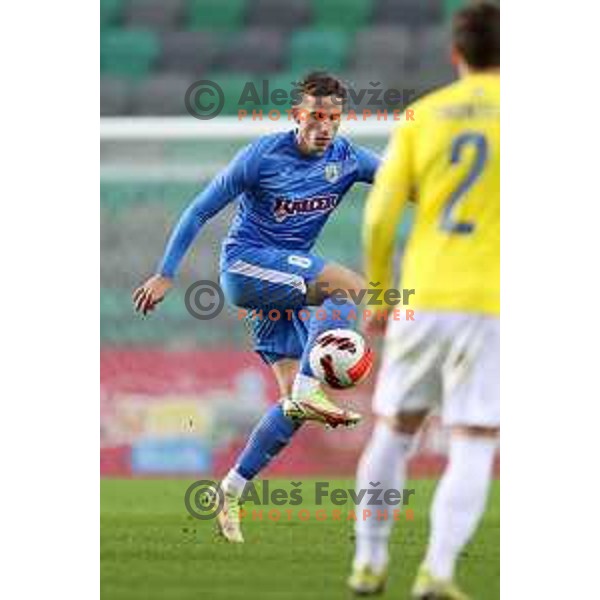 Sandi Nuhanovic in action during Prva Liga Telemach football match between Bravo and Kalcer Radomlje in Ljubljana, Slovenia on December 7, 2021