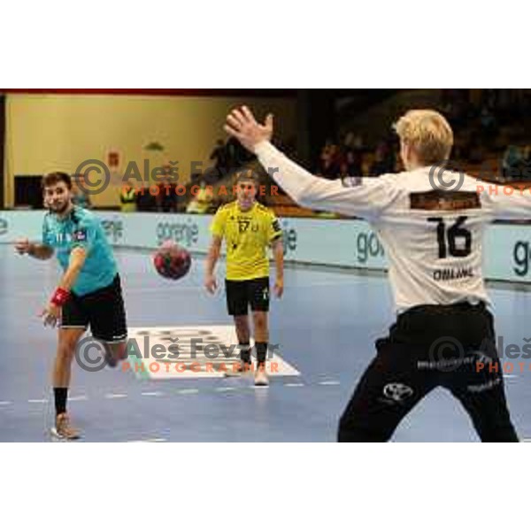 Kenan Pajt in action during EHF European league match between Gorenje Velenje and IK Savehof in Velenje, Slovenia on December 7, 2021