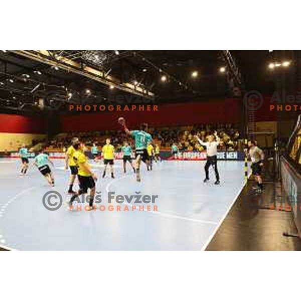 Kenan Pajt in action during EHF European league match between Gorenje Velenje and IK Savehof in Velenje, Slovenia on December 7, 2021