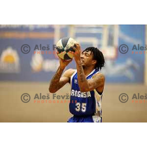 in action during Nova KBM league basketball match between ECE Triglav and Rogaska in Kranj, Slovenia on December 7, 2021