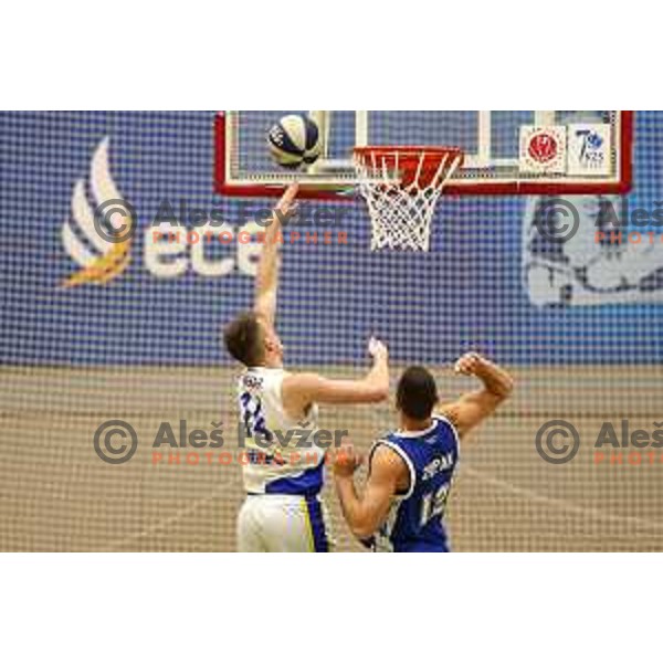 in action during Nova KBM league basketball match between ECE Triglav and Rogaska in Kranj, Slovenia on December 7, 2021