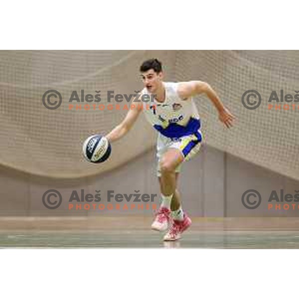 in action during Nova KBM league basketball match between ECE Triglav and Rogaska in Kranj, Slovenia on December 7, 2021