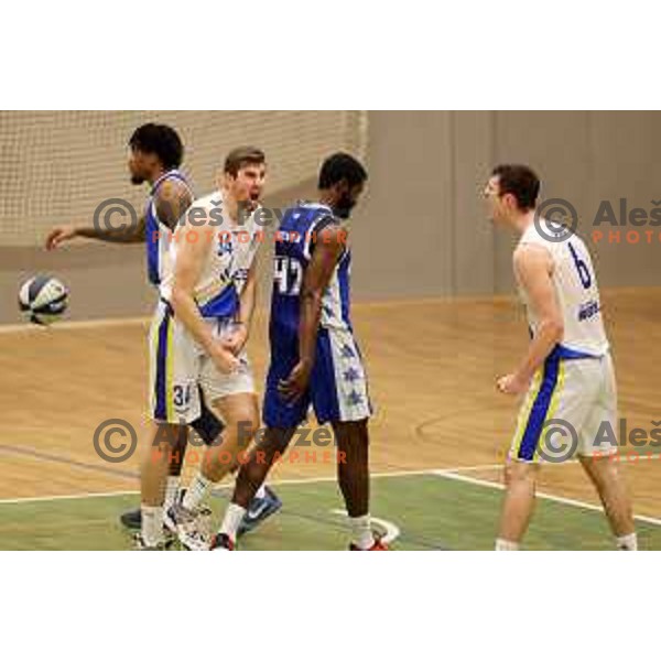 in action during Nova KBM league basketball match between ECE Triglav and Rogaska in Kranj, Slovenia on December 7, 2021